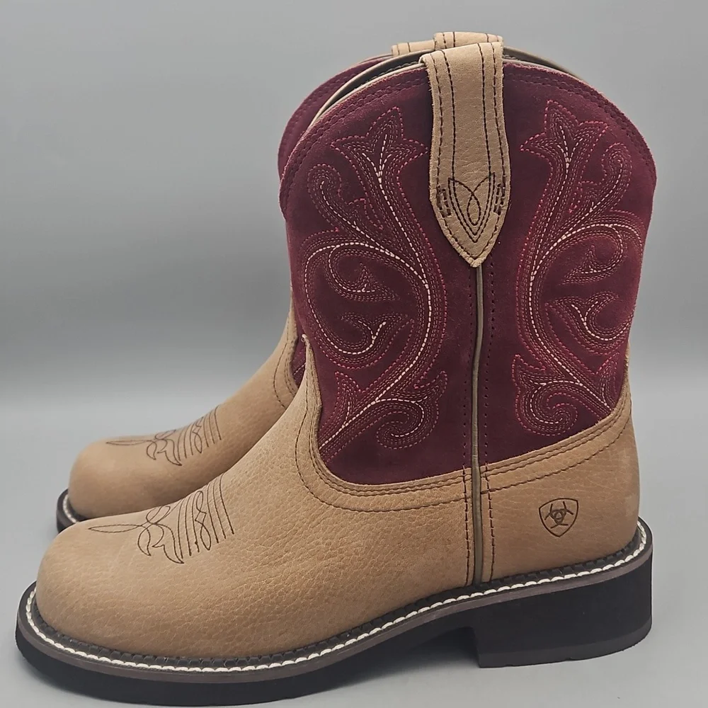 Ariat Womens Fatbaby Heritage Boots Western Copper Kettle/Burgundy Suede 8.5 B